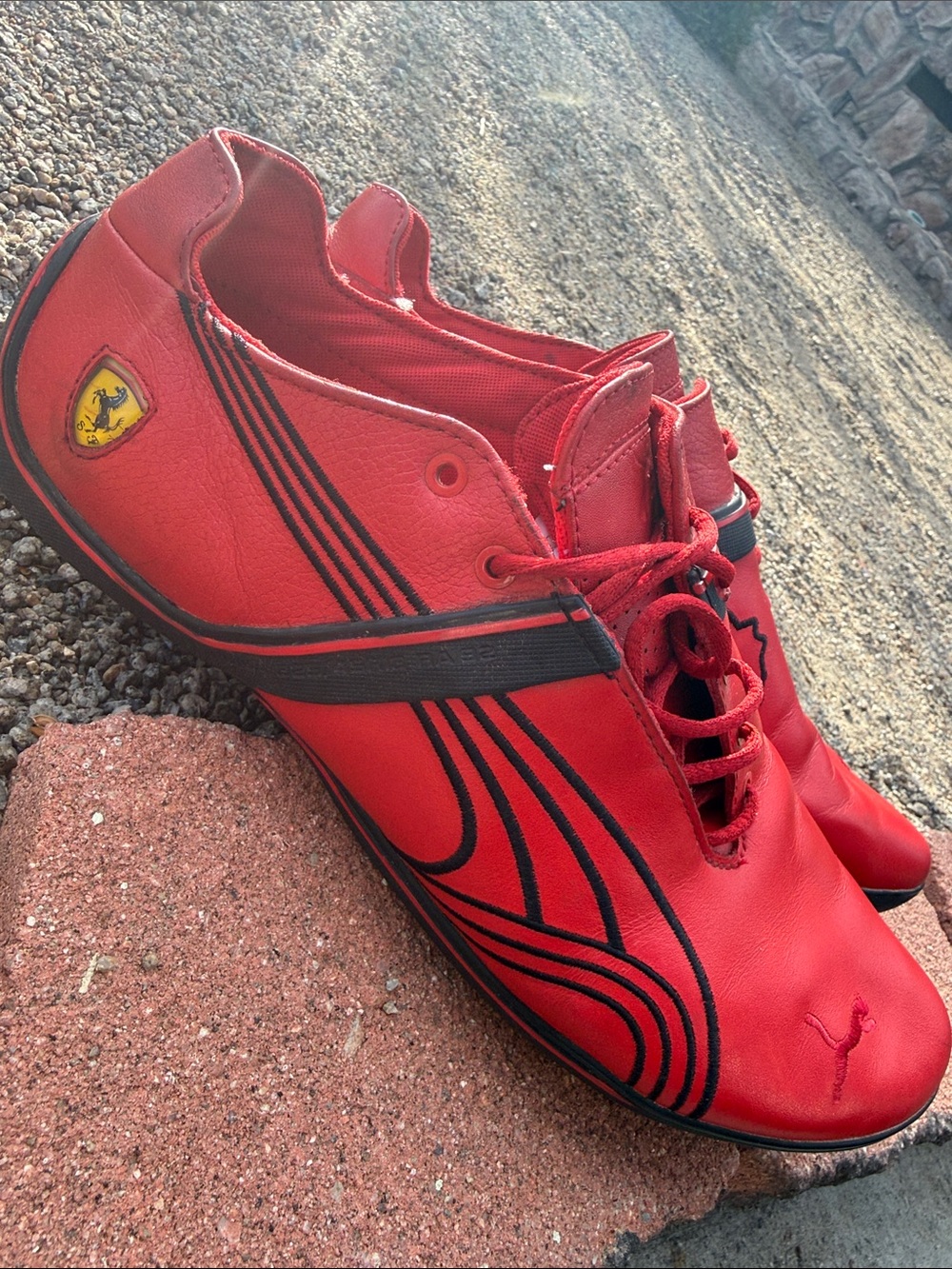 Ferrari Puma Red Men's Racing-Inspired Sneakers with Black Trim
